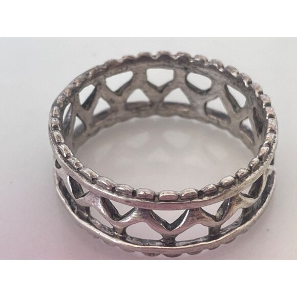 Vintage Sterling Silver Openwork Wide Band Ring Size 9 3/4 - Picture 5 of 9